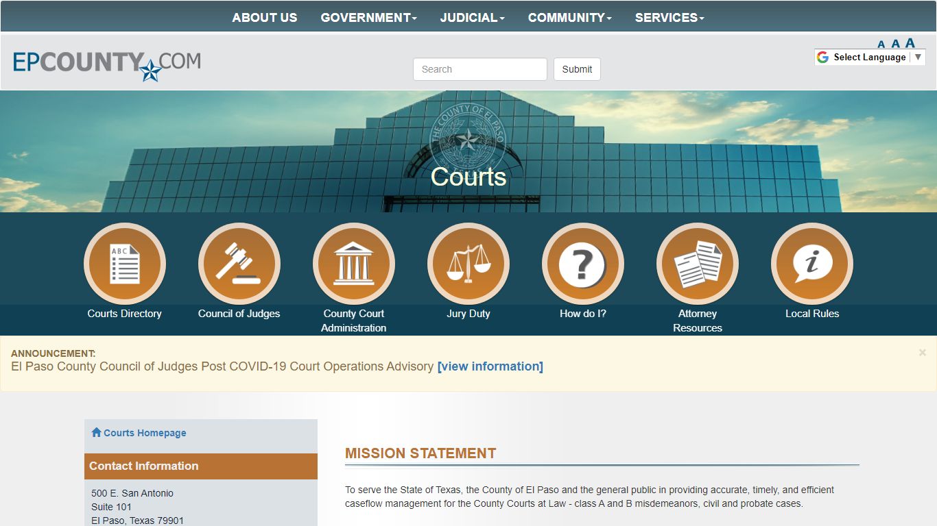 County of El Paso Texas - Courts